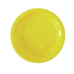 20 ASSIETTES PLASTIQUE RÉUTILISABLE 22CM JAUNE