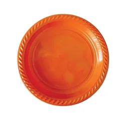 20 ASSIETTES PLASTIQUE RÉUTILISABLE 22CM ORANGE