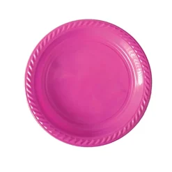 20 ASSIETTES PLASTIQUE RÉUTILISABLE 22CM FUCHSIA