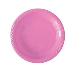 20 ASSIETTES PLASTIQUE RÉUTILISABLE 22CM VIEUX ROSE