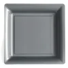 12 ASSIETTES PLATES CARRÉES RÉUTILISABLES 24CM GRIS