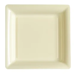 12 ASSIETTES PLATES CARRÉES RÉUTILISABLES 24CM IVOIRE