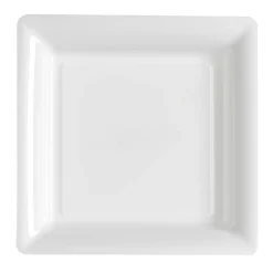 12 ASSIETTES PLATES CARRÉES RÉUTILISABLES 24CM BLANC