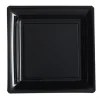 12 ASSIETTES PLATES CARRÉES RÉUTILISABLES 24CM NOIR