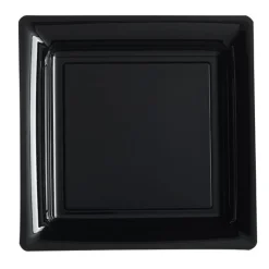 12 ASSIETTES PLATES CARRÉES RÉUTILISABLES 24CM NOIR