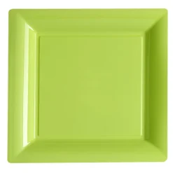 12 ASSIETTES PLATES CARRÉES RÉUTILISABLES 24CM VERT ANIS