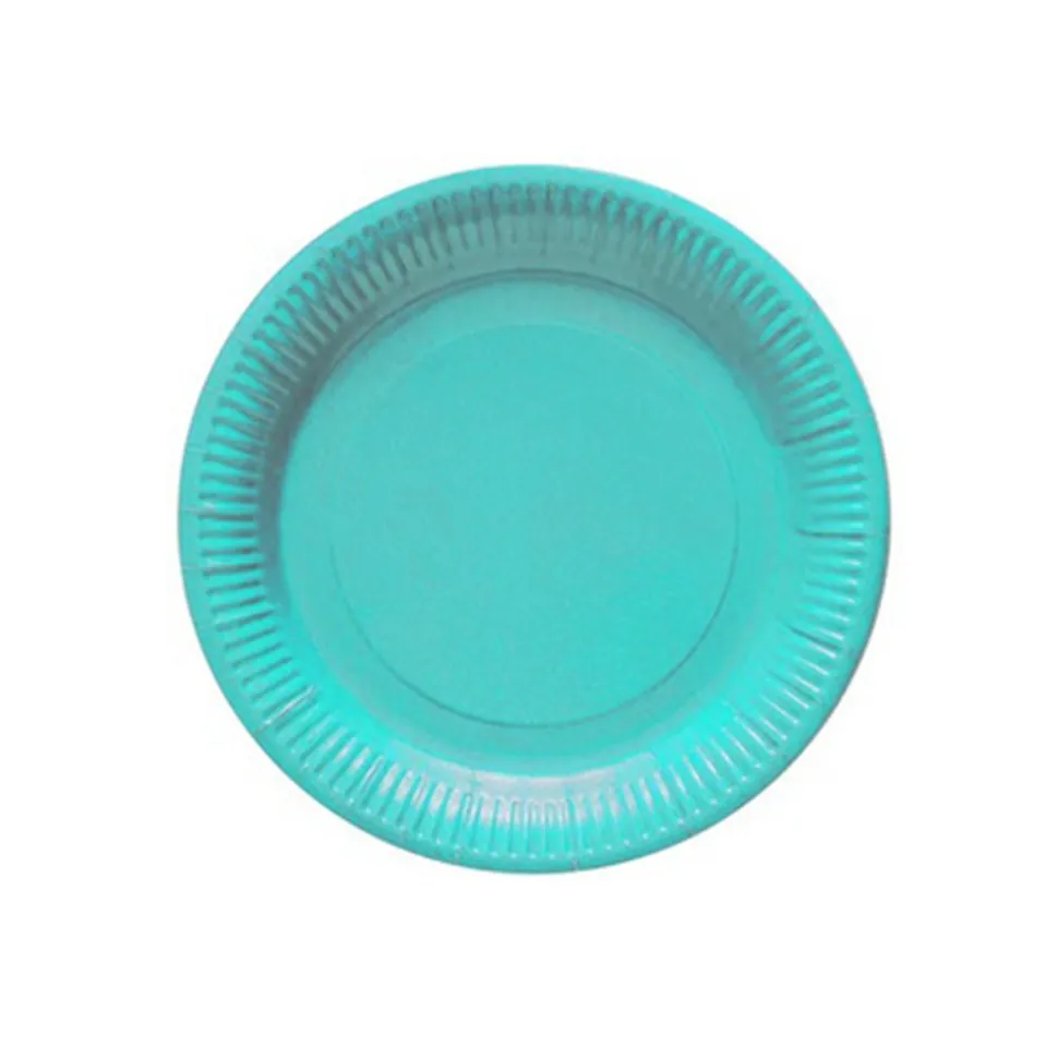 8 ASSIETTES PLATES CARTON ROND 23CM CIEL