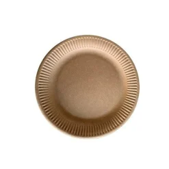 50 ASSIETTES RONDES KRAFT RECYCLABLE Ø18CM NATUREL