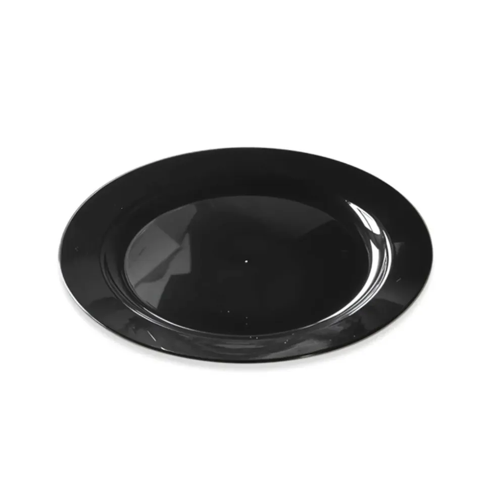 12 ASSIETTES RONDES RÉUTILISABLES 19CM ÉBÈNE