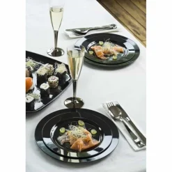 12 ASSIETTES RONDES RÉUTILISABLES 19CM ÉBÈNE