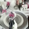 12 ASSIETTES RONDES RÉUTILISABLES 24CM NACRÉ