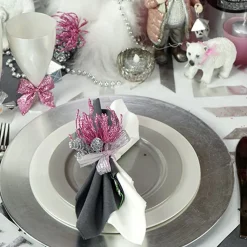 12 ASSIETTES RONDES RÉUTILISABLES 24CM NACRÉ