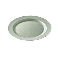 12 ASSIETTES RONDES RÉUTILISABLES 24CM ARGENT