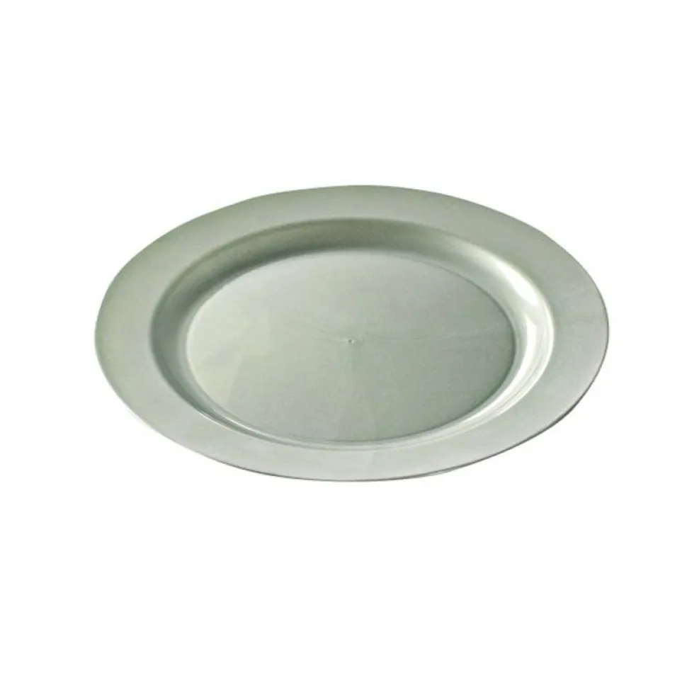 12 ASSIETTES RONDES RÉUTILISABLES 24CM ARGENT