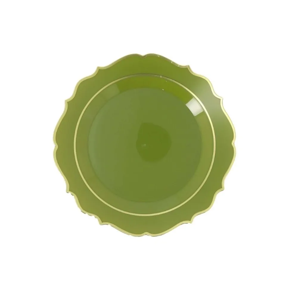 6 ASSIETTES RÉUTILISABLES ACCOLADES 19.5CM OLIVE