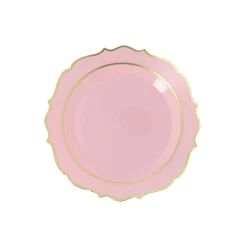 6 ASSIETTES RÉUTILISABLES ACCOLADES 19.5CM ROSE