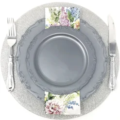 40 ASSIETTES RÉUTILISABLES CASUAL 19-26CM ARGENT