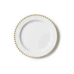 10 ASSIETTES RÉUTILISABLES PERLES DORÉES 19CM