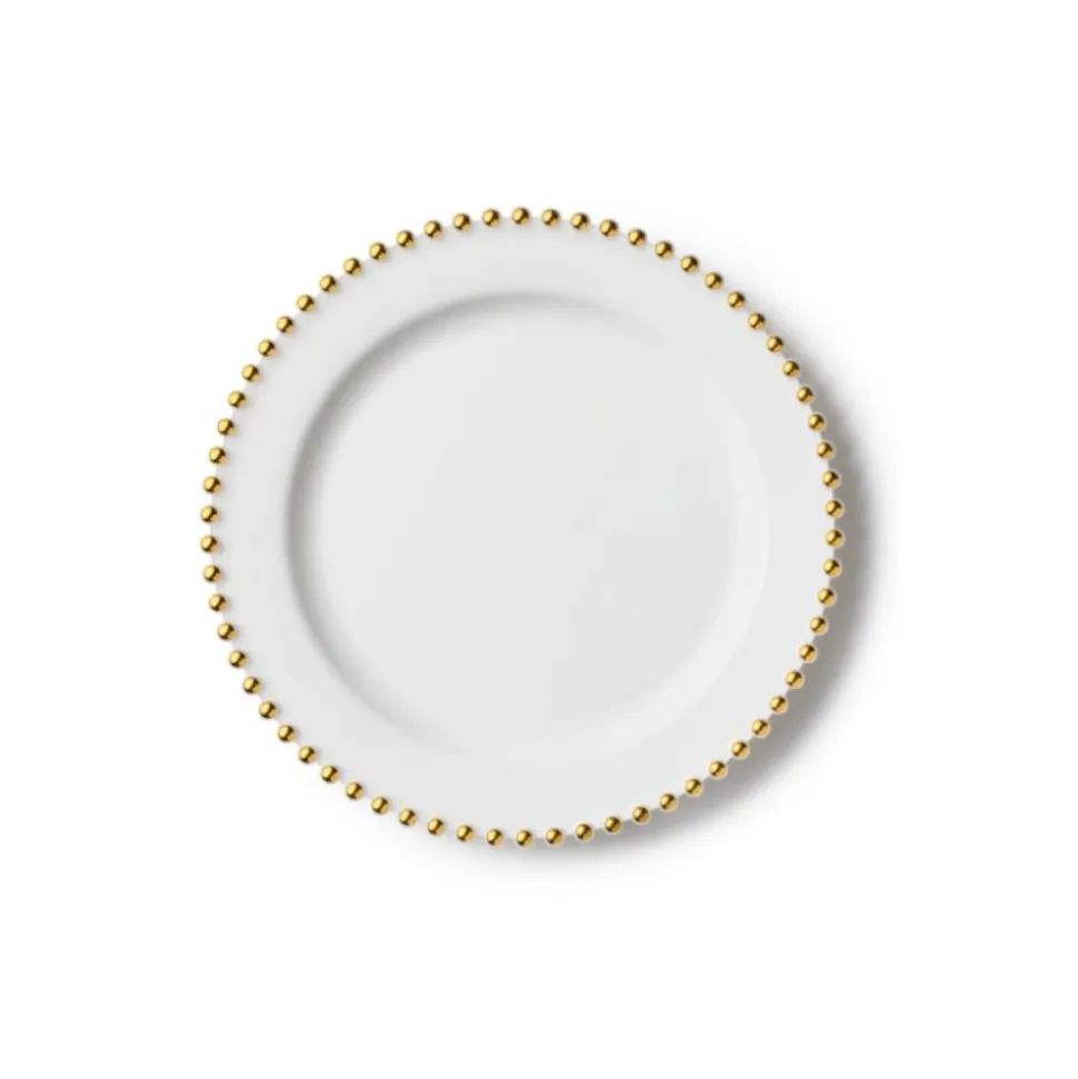 10 ASSIETTES RÉUTILISABLES PERLES DORÉES 19CM