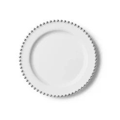 10 ASSIETTES RÉUTILISABLES PERLES ARGENTÉES 19CM