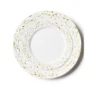 32 ASSIETTES RÉUTILISABLES PÉPITES OR FOND BLANC