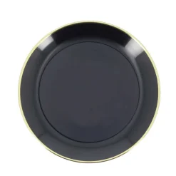 6 ASSIETTES RÉUTILISABLES SUBLIME OR 19CM NOIR