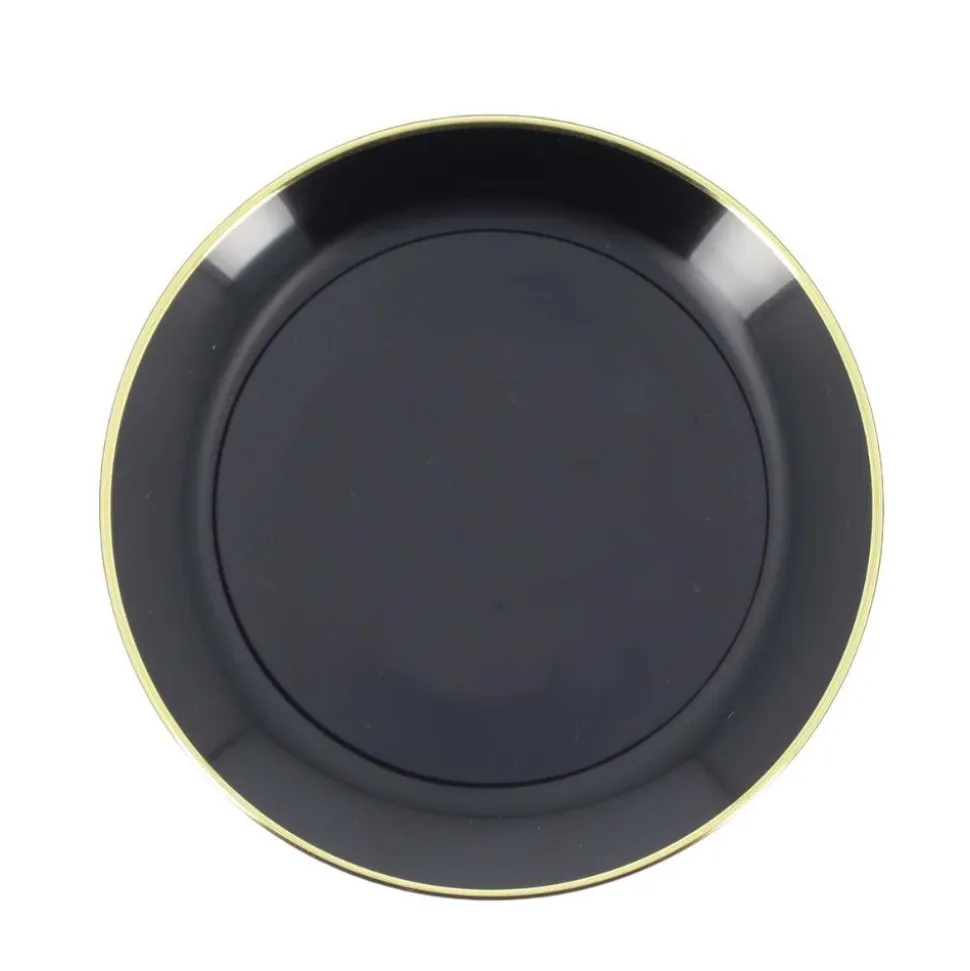 6 ASSIETTES RÉUTILISABLES SUBLIME OR 19CM NOIR