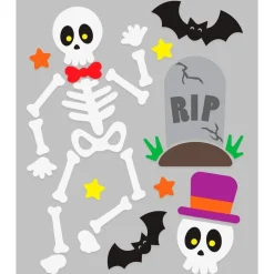 AUTOCOLLANT GEL VITRE SQUELETTE MORT 20X25CM