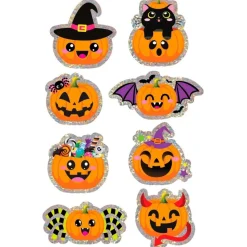 AUTOCOLLANTS CITROUILLE HALLOWEEN HOLOGRAPHIQUES