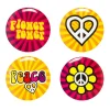 4 BADGES PIN'S MÉTAL ROND HIPPIE FLOWER POWER Ø3CM