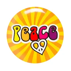 4 BADGES PIN'S MÉTAL ROND HIPPIE FLOWER POWER Ø3CM