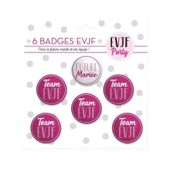 6 BADGES TEAM EVJF ROSE