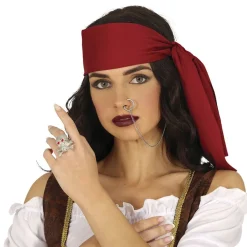 BAGUE BOUCLES D'OREILLES MÉTAL ARGENT PIRATE FEMME