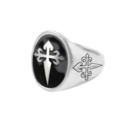 BAGUE CHEVALIÈRE FANTAISIE CROIX FLEUR LYS FEMME
