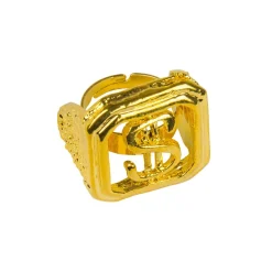 BAGUE CHEVALIÈRE FER DOLLAR AMÉRICAIN OR