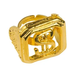 BAGUE CHEVALIÈRE FER DOLLAR AMÉRICAIN OR