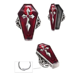BAGUE MÉTAL CERCUEIL CROIX GOTHIQUE ADULTE