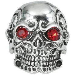 BAGUE MÉTAL CRÂNE YEUX ROUGES ADULTE