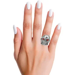 BAGUE MÉTAL CRÂNE YEUX ROUGES ADULTE