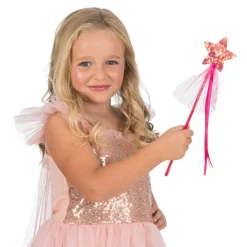 BAGUETTE FÉE ÉTOILE SEQUINS RÉVERSIBLES 34CM ROSE