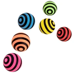 6 BALLES REBONDISSANTES RAYÉES 6 COULEURS
