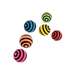 6 BALLES REBONDISSANTES RAYÉES 6 COULEURS