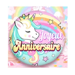 BALLON ALU ANNIVERSAIRE LICORNE 45CM