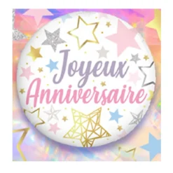 BALLON ALU ANNIVERSAIRE ÉTOILE 45CM