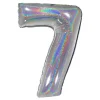 BALLON ALU CHIFFRE 7 102CM ARGENT HOLOGRAPHIQUE