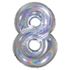 BALLON ALU CHIFFRE 8 102CM ARGENT HOLOGRAPHIQUE