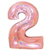 BALLON ALU CHIFFRE 2 102CM OR ROSE HOLOGRAPHIQUE