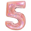 BALLON ALU CHIFFRE 5 102CM OR ROSE HOLOGRAPHIQUE