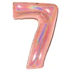 BALLON ALU CHIFFRE 7 102CM OR ROSE HOLOGRAPHIQUE