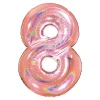 BALLON ALU CHIFFRE 8 102CM OR ROSE HOLOGRAPHIQUE
